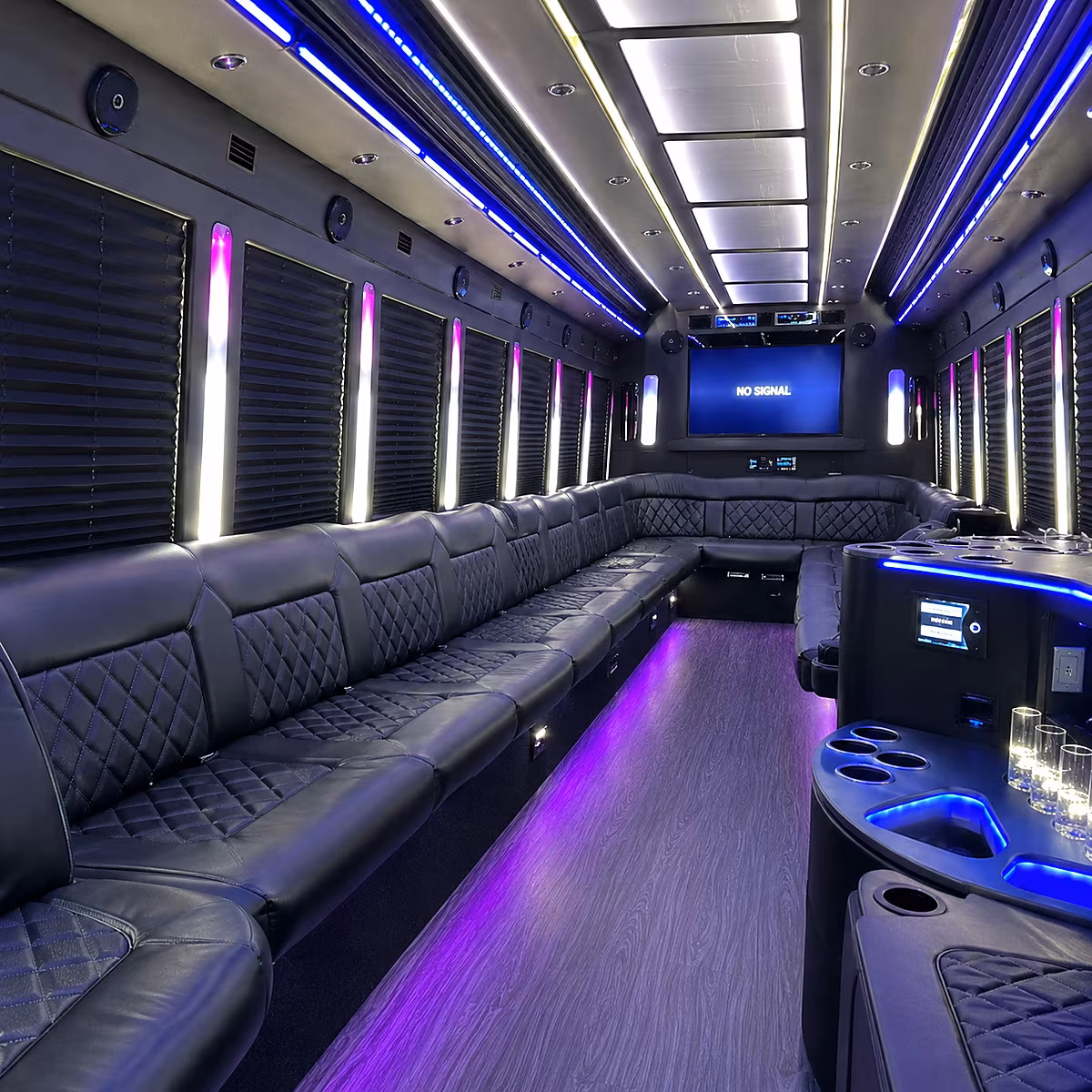 norwalk 30 passenger party bus inside