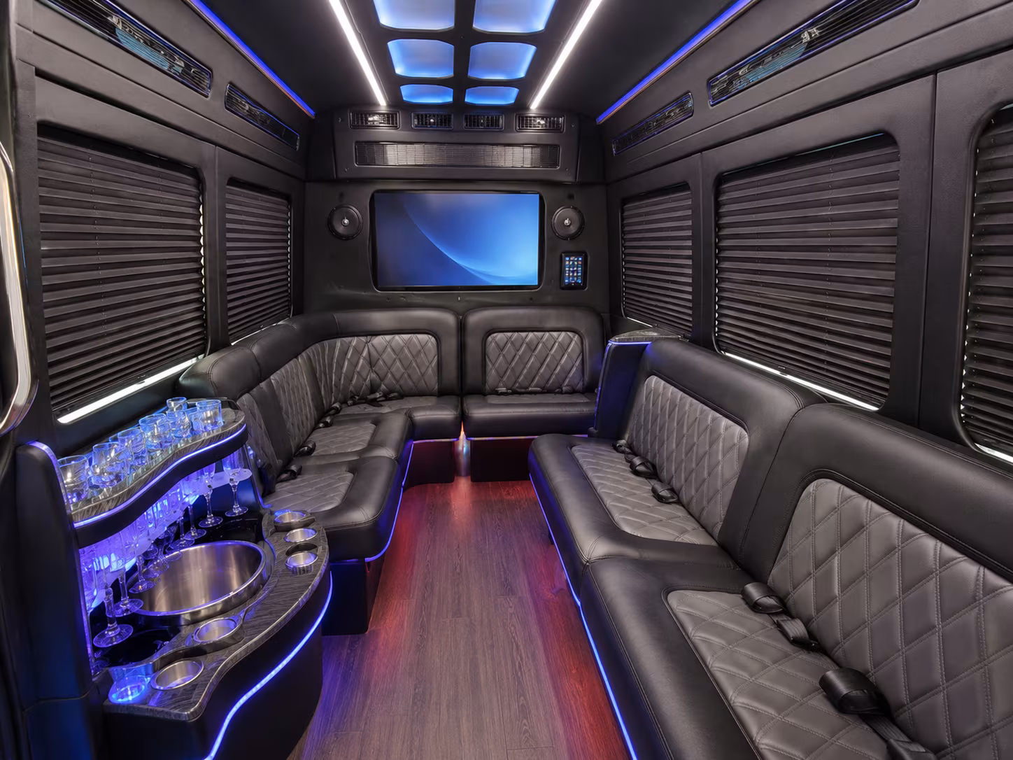 norwalk 40 passenger party bus inside